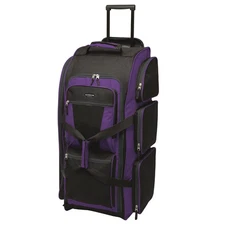 30" Rolling Multi-Pocket Duffel Bag with 2 Wheels Travel Carry on Luggage Purple