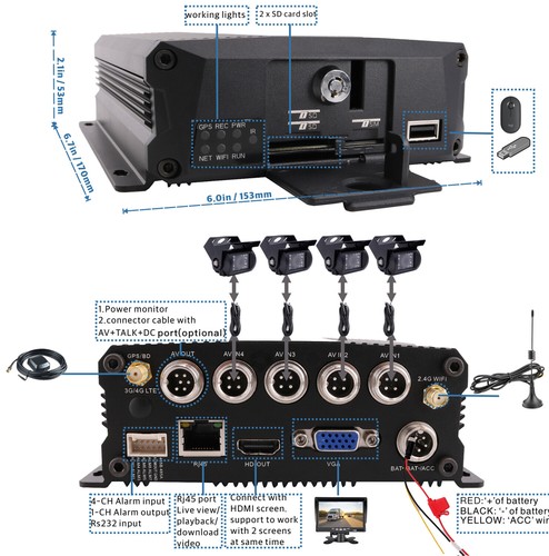 1080P GPS WiFi Mobile Truck DVR Video Recorder APP Remote View IR IP68 Camera - Picture 4 of 8