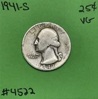 1941-S  Washington Quarter VG Very Good 90% Silver 25c US Coin Collectible