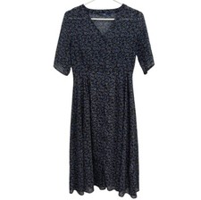 Studio Sanderson Uniqlo Chiffon Micro Floral Print Short Sleeved Dress Size M