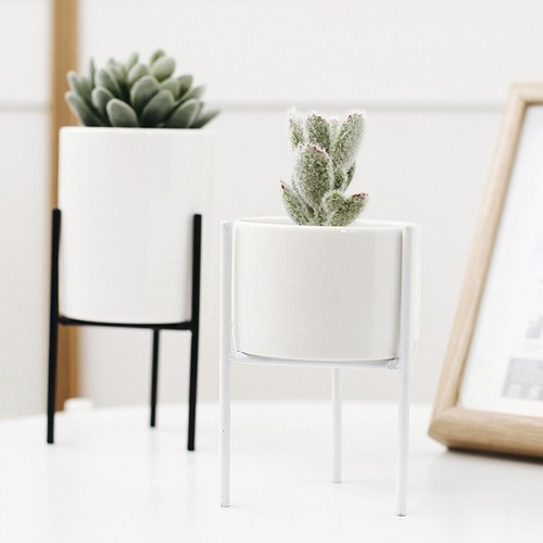 Keramik Blumentopf Eisen Rack Sukkulenten Blumentöpfe Blumenkasten Blumenständer - Bild 9 von 28