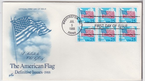 TurtlesTradingPost- American Flag 1988 #2285a FDC Artcraft Cachet
