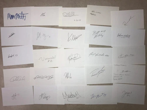 25 DIFFERENT: Baseball, SIGNED 3x5 Index Cards - product listing photo