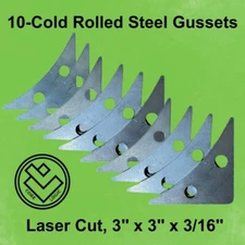 Set of (10) Roll cage Gusset 3”x3"x 3/16”-Steel Gussets, Cold Rolled, Steel, RZR