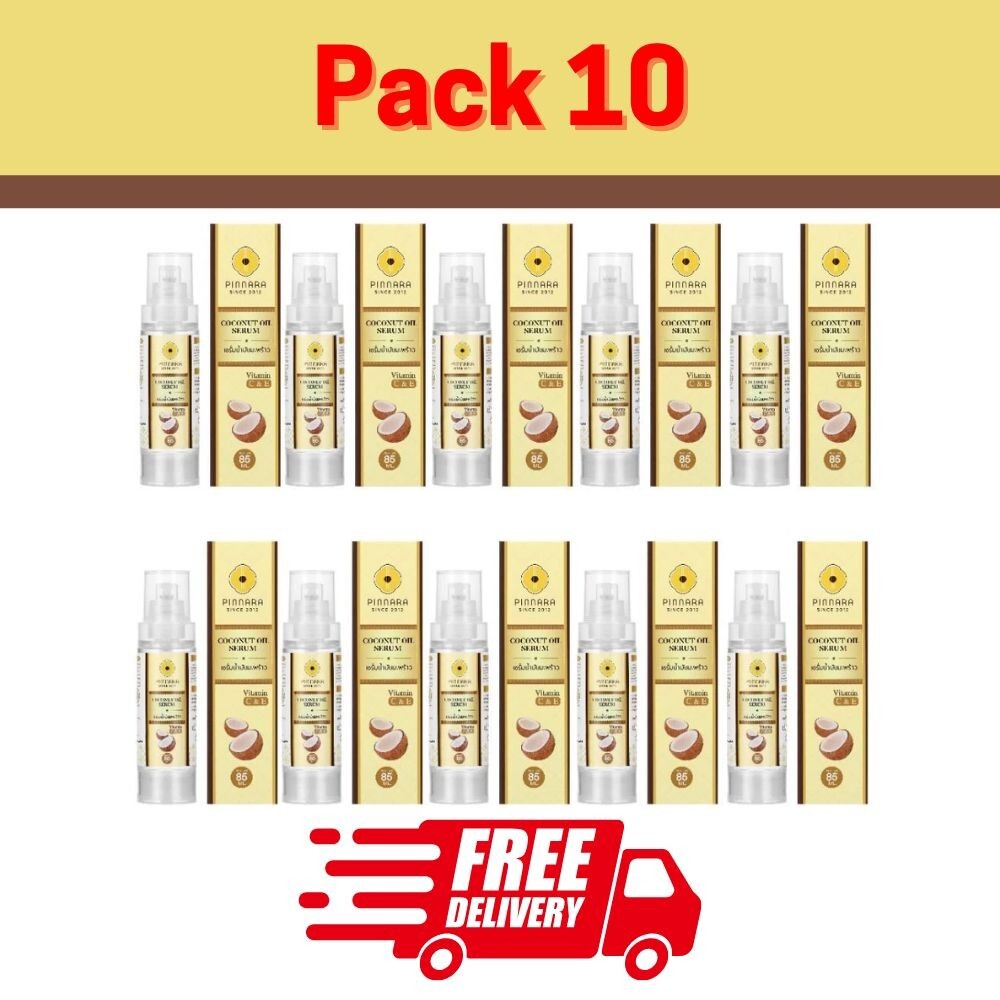 Suero de aceite de coco Pinnara prensado en frío nutritivo cuerpo rostro cabello piel facial 10x