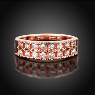 Womens Rose Gold Plated Austrian AAA CZ Crystal Elegant Ring Wedding Band  #GR11