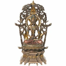 Hand Crafted Copper Finish Medicinal Buddha Decorative Showpiece Lucky Idol 