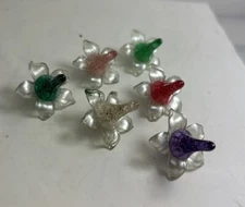 6 vtg MCM Astro Rocket Glitter Light to Ceramic Christmas Tree w FLOWER PETALS