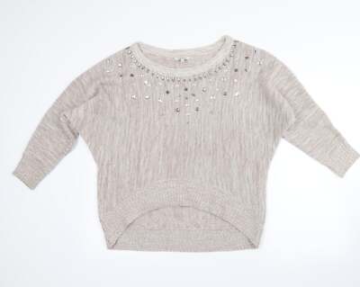 Pfauen Damen Pullover rosa Rundhals Acrylmischung Größe M
