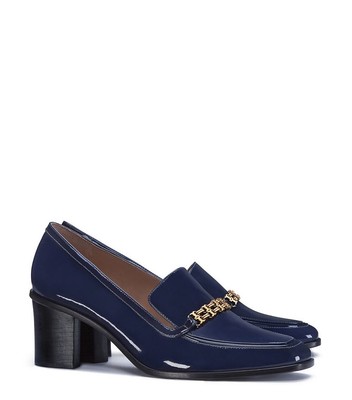 TORY BURCH Gemini Link Patent Mid-Heel Loafer in Navy SZ 8 | eBay