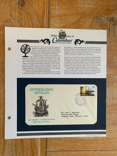 NETHERLANDS ANTILLES 1992 FDC CHRISTOPHER COLUMBUS DISCOVERY OF AMERICA