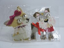 dogs handcrafted felt with embellishments set of 2 tan and gray