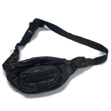 Vintage Black Leather Patchwork Fanny Pack Waist Hip Festival Bag Boho Travel