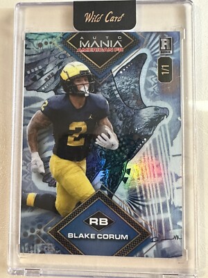 Blake Corum 1/1 Rookie Wild Card Auto Mania American FB 2024 Blue Eagle AMAD-BC