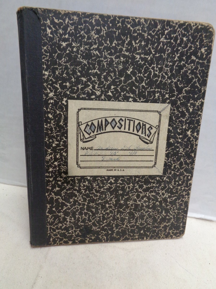 1945 Composition Book Vintage homework for French Language