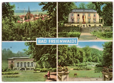 Postcard Bad Freienwalde/view to the village, Pushkin House, Kurhaus, Kurpark, 1971