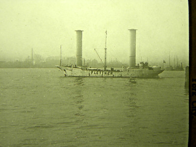 B6-79010 ca 1920 Magic Lantern Slide Flettner Rotor Ship NYC (elec gen) Keystone