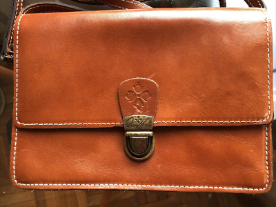 Purse Bag Patricia Nash Leather Lanza Academia Crossbody Organizer Brown