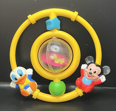 Vintage Disney Mickey Mouse Donald Duck Pluto Toy Rattle 1985 Baby