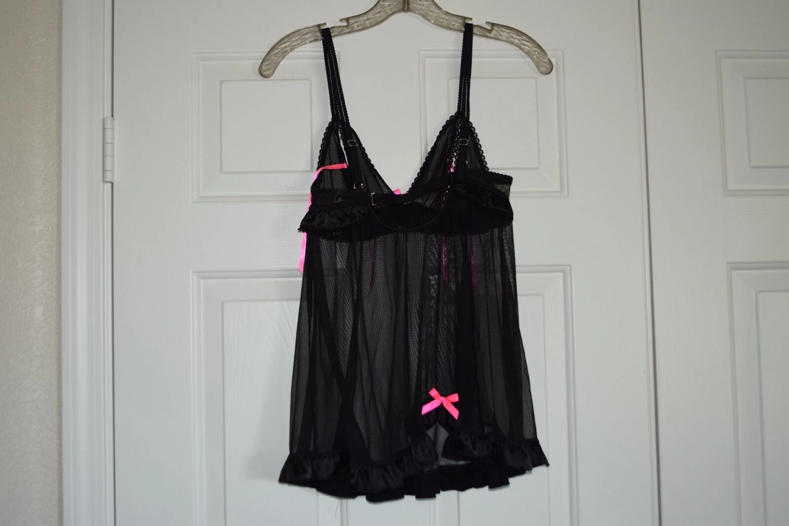 UNDERCOVER Abito nero Victoria's Secret Sexy Little Things taglia S lingerie rosa orlo bling