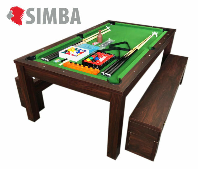 Simba Rich Green 7 Pies 184x92cm Mesa de Billar en Mesa de Comedor - Marrón/Verde | Compra online en eBay