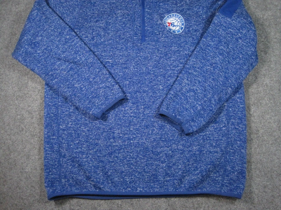 Philidelphia 76ers Sweater Mens Extra Large Blue Antigua 1/4 Zip NBA Basketball - Image 3 of 4