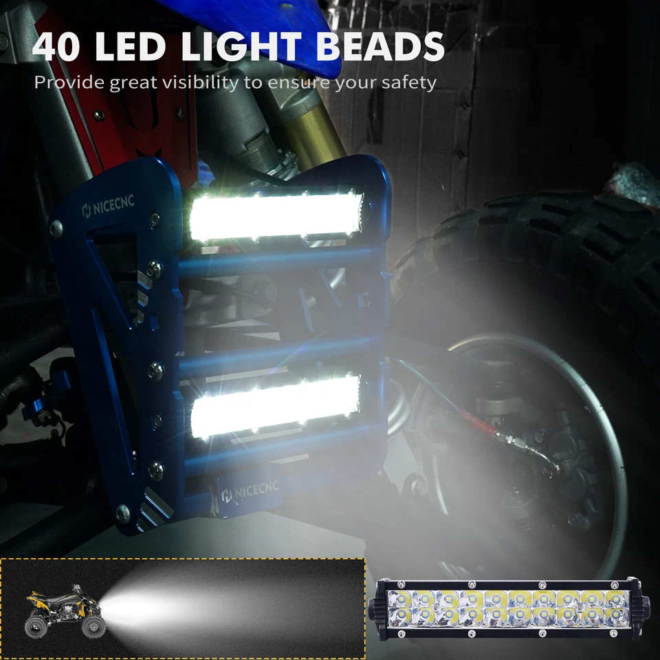 Parachoques delantero de aluminio con kit de barra de luces LED 2009-2024 azul para Yamaha YFZ450R 2009-2024 Foto 3 de 4
