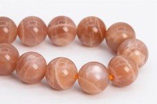 9-10MM Genuine Natural Orange Moonstone Grade A Round Gemstone Loose Beads 7.5"