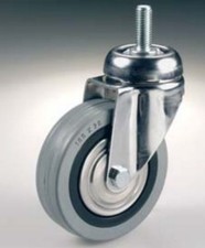 Ruote Ruota in Gomma Grigia Girevole con Perno Filettato diametro m.80x21 P Kg60