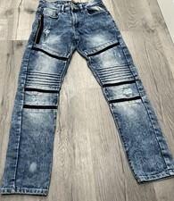 Southpole Skinny Moto Jeans Kids 12 Light Wash Zippers Mid Rise Blue Cute