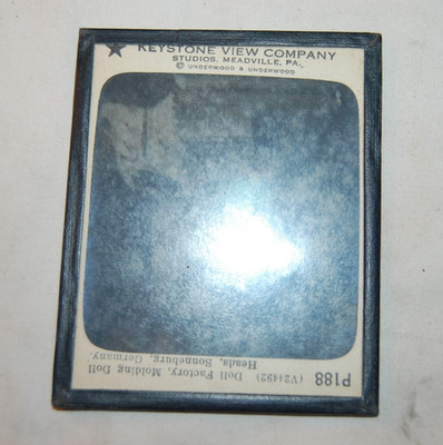 Antique  Magic Lantern Slide, German Doll Factory Molding Heads  4'' x 3 1/4''
