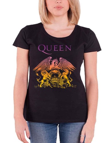 Queen T-Shirt Gradient Classic Crest Rock Band Official Black New