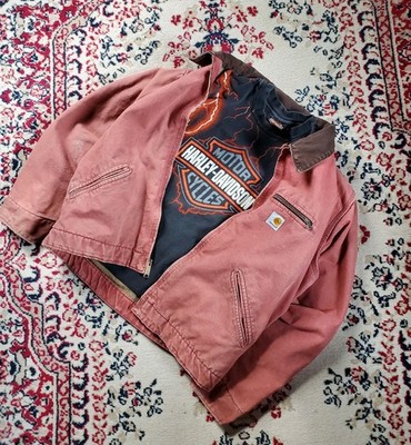 Carhartt WJ097 VRS Detroit Jacket Vintage, Salmon, Size Large Pink