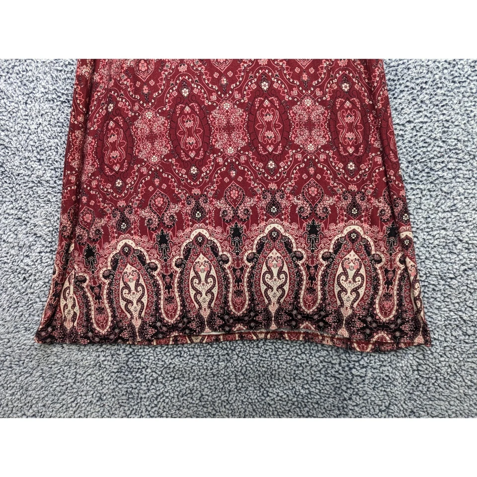 Style & Co. Saia Maxi Paisley Boho Tamanho XXL Puxar Cintura Elástica Vermelho Ocidental - Imagem 4 de 4