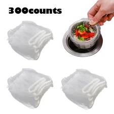 300 Counts Kitchen Disposable Mesh Sink Strainer Bag, PP Extraction Box Fits All