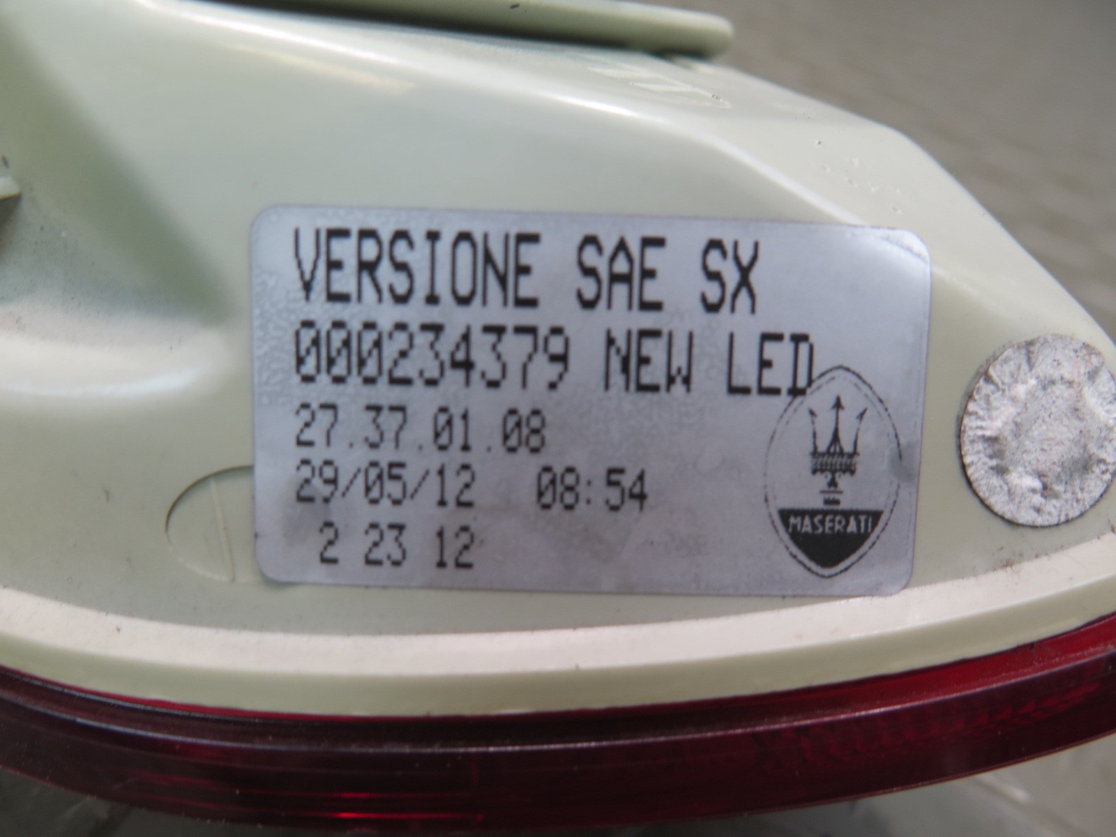 2008-2012 MASERATI GRANTURISMO M145 REAR LEFT OUTER TAIL LIGHT LAMP