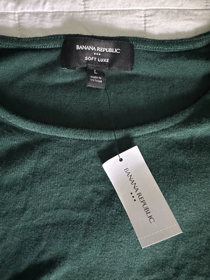 Vestido Banana Republic Verde Suave Lujo Talla Grande Manga Larga Nuevo con Etiquetas Abertura Lateral Foto 3 de 4