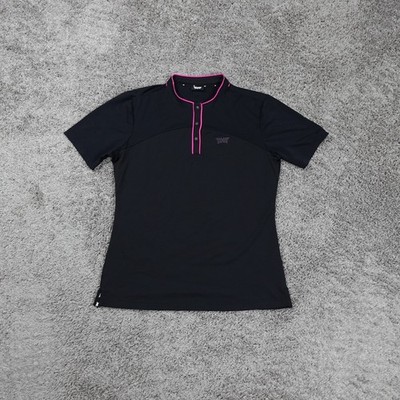 PXG Parsons Xtreme Golf Polo Shirt Womens Medium Black Logo Snap Blade Collar