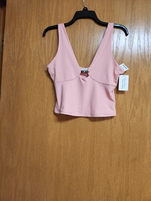 Bubblegum Pink Cropped Tank Top. Med Juniors. NWT. By Slow Drives Open Skies.