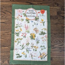 Vintage Wild Flowers Of Scotland Tea Towel Linen