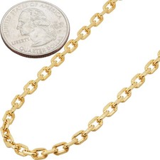 18k Yellow Gold Filled 3mm Paper Clip Chain Necklace 16 -24