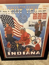 BOB KNIGHT AUTOGRAPHED POSTER INDIANA HOOSIERS PROFESSIONALLY FRAMED AND MATTED