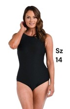 New Maxine of Hollywood Women's Spa High Neck One Piece SwimsuitBlack Sz 14
