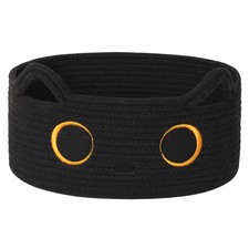 WILLITAT Black Cat Toy Basket, Small Woven Storage Bin with Ears Handle