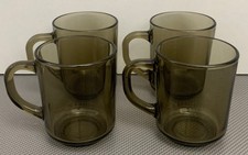 Vintage Rauchglas Kaffeetassen x4 Arcoroc Frankreich