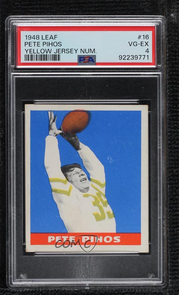 1948 Leaf Pete Pihos (Yellow Jersey Number) #16 PSA 4 Rookie RC HOF 1q7