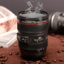Camera Lens Mug Stainless Steel Coffee Tea Cup Thermos Flask Travel Gift UK
