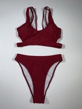 Summer Bikini Set for Women Two Piece Swimsuits Cut Out High Waisted Scoop Sz M