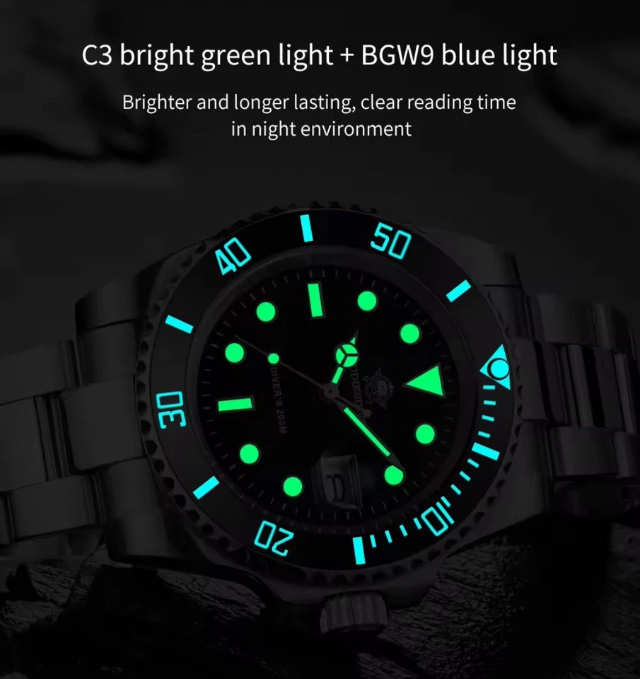 ADDIESDIVE SUBMARlNER 200M , Ghiera Ceramica , Corona A Vite , Fondello A Vite  - Immagine 2 di 4