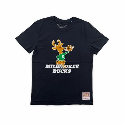 Milwaukee Bucks NBA Mitchell & Ness Team Logo T-Shirt Schwarz-2XL